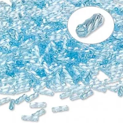 50 Grams(840) Matsuno LIGHT AQUA Rainbow 6mm Twist Tube Spiral Bugle Beads • $12.96