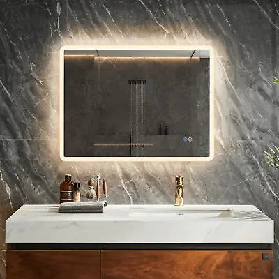 Bathroom Mirror Led Backlit Acrylic Mirror W Lamp Antifog Dimmable Vanity Mirror • $158.09