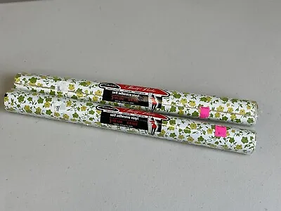 2 Rolls Contact Shelf Paper Self Adhesive Plastic Green Yellow Flower Vintage • $45