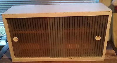 Vintage 1950-60's Kitchen Wall Cabinet 32 ×12 ×18  Wood And Frosted Glass • £30