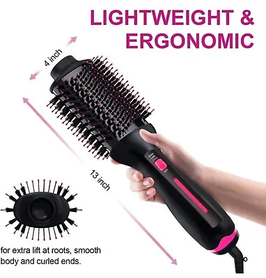 Lanboo 3 In 1 Hair Brush Dryer Brush Blow Hot Air Negative Ion Curler Big Tool • £17.60