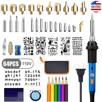 $18.95 • Buy Professional Wood Burning Pyrography Pen Tool Kit 60W Craft Soldering Iron Set