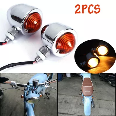 2X Motorcycle Bullet Turn Signal Lights Chrome For Yamaha Virago XV250 XV535 • $19.99