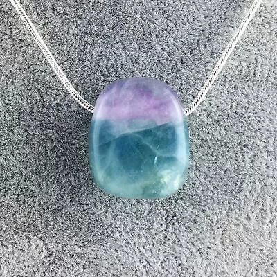 Pendant Drops In Rainbow FLUORITE Multicolor Necklace Jewels High Quality • £10.03