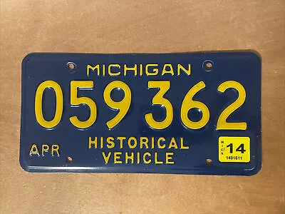 2014 Michigan License Plate Historical Vehicle # 059 362 • $10.49