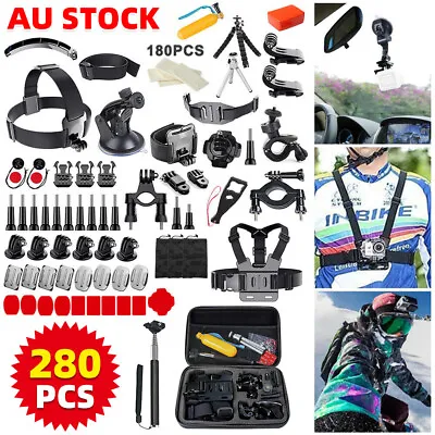 280Pcs Sports Action Camera Mount Accessories Bundle Kit Fit For GoPro Hero 10 9 • $39.49