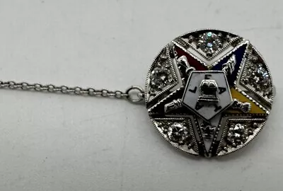 Freemason Masonic Star 14K Gold 5 Diamonds Enamel Medal Pin 1960’s • $595