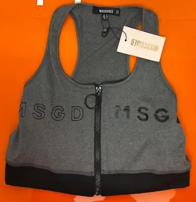 Missguided Zip Front Crop Top Grey Size 12 New With Tag B55 12528 • £12.95