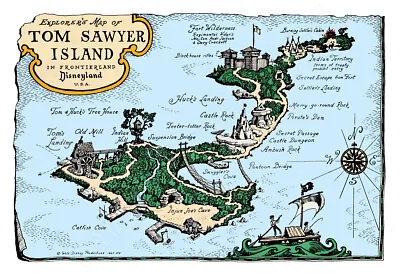 Disneyland Map Of Tom Sawyer Island 1957 Vintage Poster • $19.95
