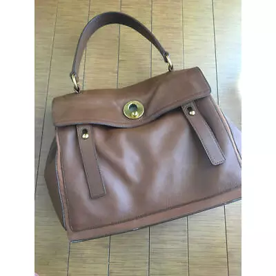 $322.50 • Buy Auth Saint Laurent Reve Gauche Muse Two Handbag Brown Leather Italy