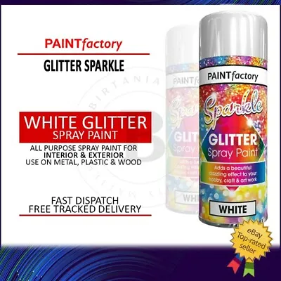 Glitter White Effect Spray Paint Colour Decorative Creative Art Crafts 200ml • £5.29