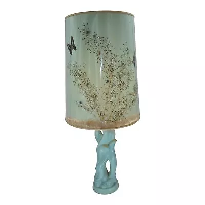Van Briggle Vintage Art Deco Pottery Leaves Blue Ceramic Lamp Original Shade • $495