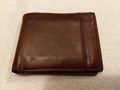 Columbia Tan Bifold Wallet Coated Leather Cover 2 Clear ID Windows • $10