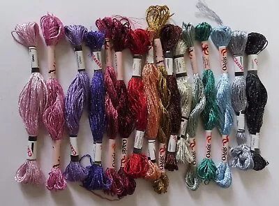 16 Oasis Classic Glitter Metallic Embroidery / Craft Thread Skeins Mixed Colour • £12.50
