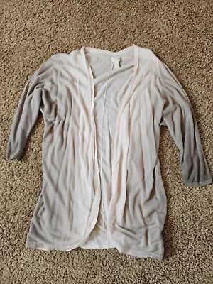 $4.59 • Buy Women's Chicos Size 1 Long Open Lightweight Cardigan Loose Ombre Beige To Gray