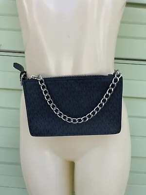 Michael Kors MK Logo Fanny Pack Belt With Pull Chain Black/Grey Size M #B120B • $34.99