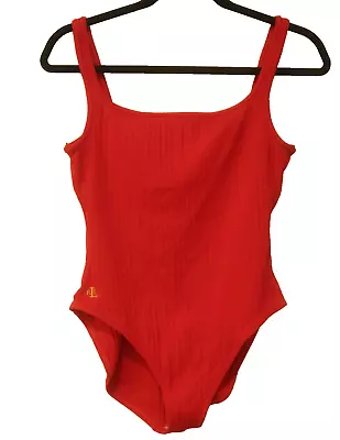 Vintage Ralph Lauren LRL Women's Size 16 One Piece Swimsuit Red Cable Knit USA • $39.99