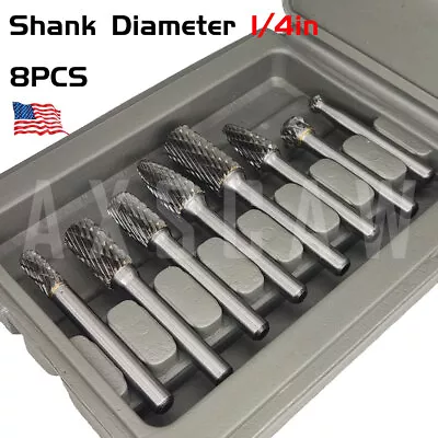 1/4'' Double Cut Tungsten Steel Carbide Rotary Burr Die Grinder Shank Bit Set US • $22.99