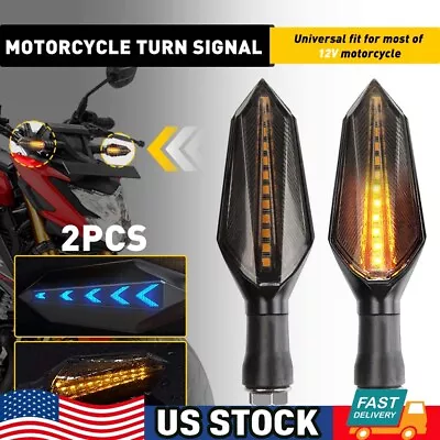 LED Motorcycle Turn Signals Driving Amber Light Universal Brake Lamp Smoke Len V • $10.99