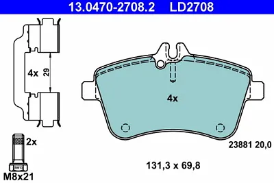 ATE 13.0470-2708.2 Brake Pad Set Disc Brake For MERCEDES-BENZ • $103.74