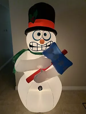 Gemmy Christmas 6 Ft Animated Shivering Snowman Airblown Lighted Inflatable • $124.99