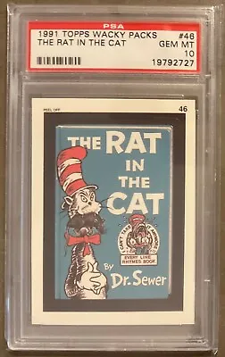 Psa 10 Cat In The Hat 1991 Topps Wacky Packages Card Parody Rat In The Cat • $40