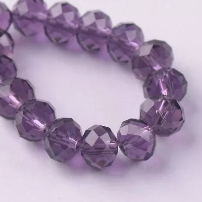 Rondelle 3/4/6/8/10/12/14/16/18 Mm Faceted Crystal Glass Loose Spacer Beads Lot • $2.98