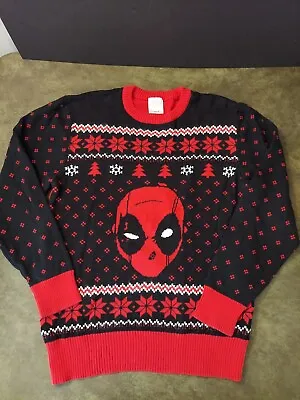 Deadpool Marvel Ugly Christmas Sweater Men's Medium Black • $16.99