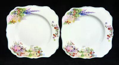 2x Vintage J & G Meakin Hand Decorated Sol 'June' Square Side Plates • £20