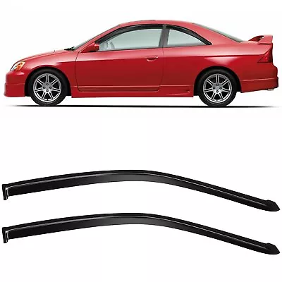 Sun/Rain Guard Outside Mount Tape-On Window Visors For 01-05 Honda Civic Coupe • $25.36