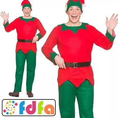 Wicked Santa Helper Elf Adults Mens Christmas Fancy Dress Costume • £13.49