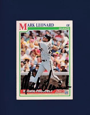 Mark Leonard Signed Giants 1991 Score Rookie Prospects Baseball Card • $8