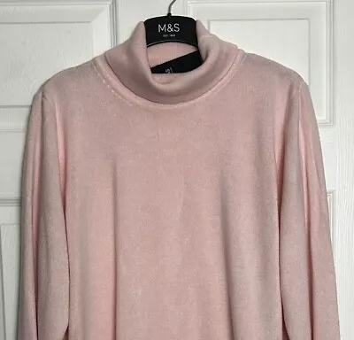 M&S Ladies Jumper Light Pink High Roll Neck Stay Soft Knit 22 BNWT Marks Polo • £16.95