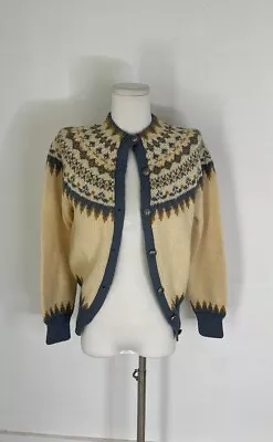 Vintage Norwegian Wool Fair Isle Cardigan Sweater • $45