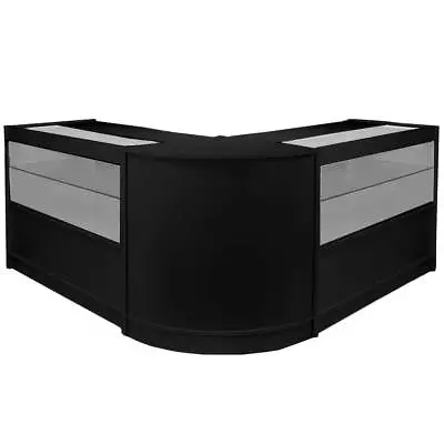 £549.99 • Buy Retail Display Shop Counters Showcase Cabinets Reception Glass Shelves Black 