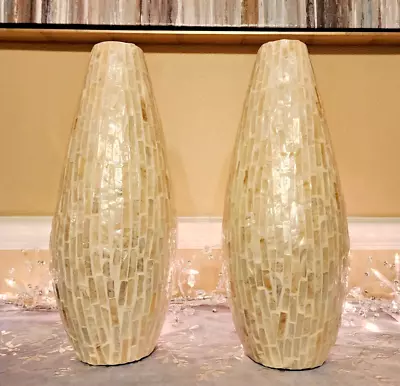 Capiz Shell Decorative Vases 16   Set Of 2 • $39