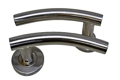 Curved Internal Door Handles Stainless Steel Lever On Rose Pair Silver Union • £14.91