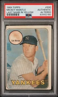 Psa Altered Yellow Last Name Mickey Mantle 1969 Topps 500 Looks White Read Tphlc • $103