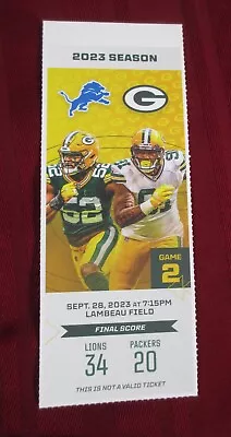 2023 Commemorative Green Bay Packers Ticket Vs. LIONS  LAMBEAU FIELD D LINE • $9.99