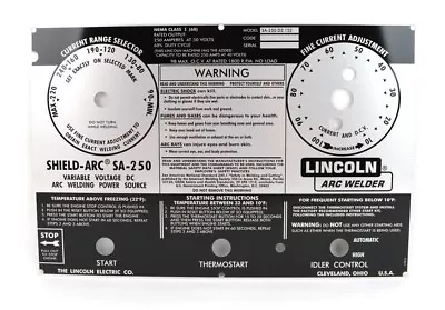 Lincoln Electric Welder SA-250 Perkins 3.152  FACEPLATE/NAMEPLATE • $89.99