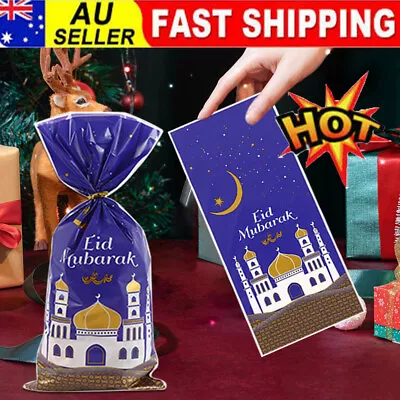 Eid Mubarak Gift Bags Plastic OPP Candy Cookie Bag Ramadan Kareem Decoration 9B • $9.89