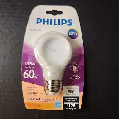 Philips Slim Style 10.5w Replaces 60w Equivalent Soft White Dimmable LED Bulb • $24.99