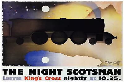 9398.The Night Scotsman.railroad.king's Cross.POSTER.decor Home Office Art • $60