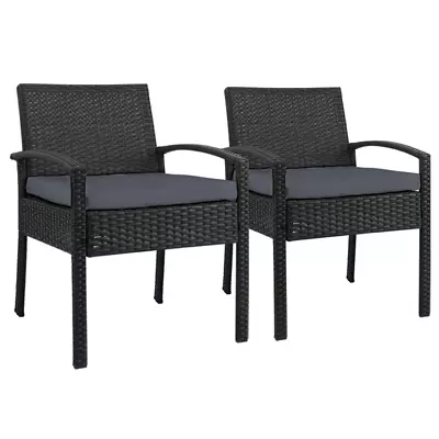 Set Of 2 Outdoor Dining Chairs Wicker Chair Patio Garden Furniture Lounge Settin • $142.65