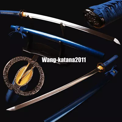 40''Blue Musashi Katana T1095 Sharp Battle Ready Japanese Samurai Fulltang Sword • $99