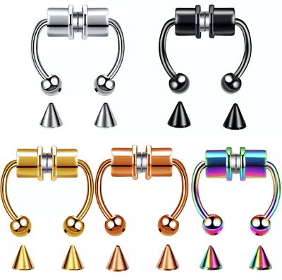 Magnetic Non-Piercing Fake Nose Rings Septum Segment Helix Club Clickers Punk S9 • $3.95