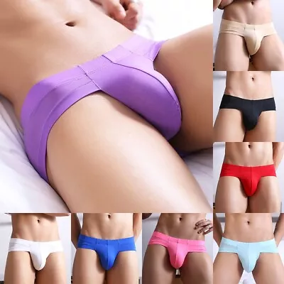 Mens Ice Silk Briefs Sexy Low Waist Bikini Panties Pouch Breathable Underwear • $7.71