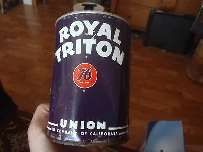 NOS  Royal Triton 76 Union Oil Can California Metal Quart USA Heavy Duty 20w • $35