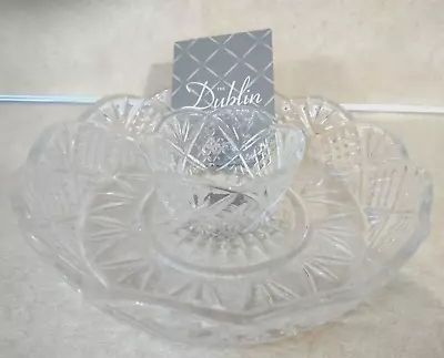 Godinger Dublin Shannon Crystal Collection 8” Chip & Dip 2 Piece Bowl Set New • $24.99