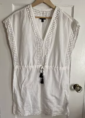 J.Crew Women White Linen Casual Dress XXS Generous Fit • $35